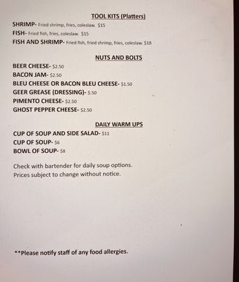 Menu photo 8 Hammer Time Pub Mount Sterling, OH