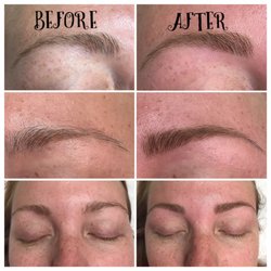 Blush Aesthetics - Before and after eyebrow waxing with shadow fill in