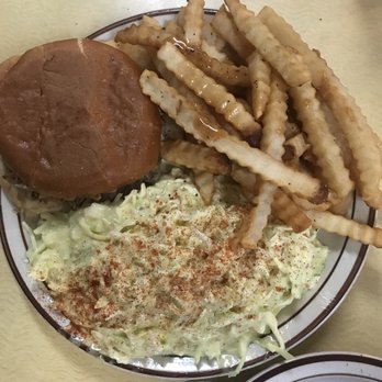Allman's Bar B Q - BBQ deluxe with fries and cole slaw. The portion is fit for s king! Ended up taking half of it home with me - Barbeque Near Me - Fredericksburg, Virginia