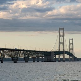 The Mackinac Bridge from the Mackinaw City side