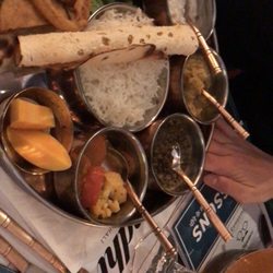 Café Gandhi - Thali dish, there are four options (named after Indian cities) you can choose from