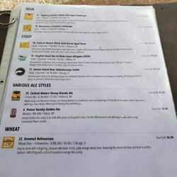 Minooka Park - Beer garden menu 2025