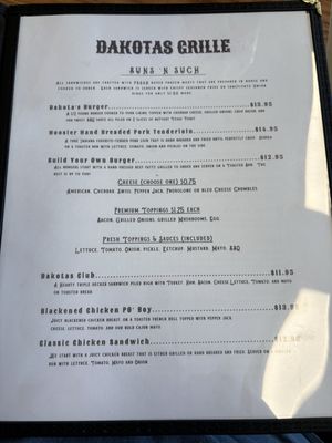 Menu photo 1 Dakota's Grille Dunreith, IN