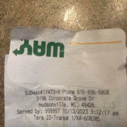 a receipt for a subway train