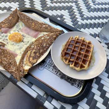 la crêperie - Ham, egg & cheese crepe. Waffle with honey - Creperies Near Me - Paris, 75 la crêperie - Ham, egg & cheese crepe. Waffle with honey - Creperies Near Me - Paris, 75