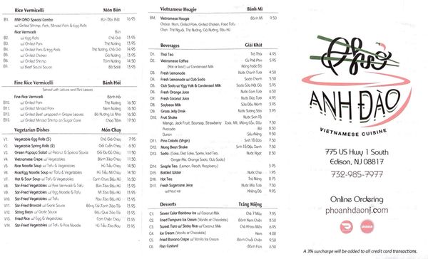 Menu photo 2 Pho Anh Dao Edison, NJ