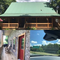 Roscoe Hillside Cabins - Front porch, laundry room