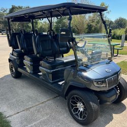 Bay Saint Louis Golf Cart Rentals - We rent lifted 6 seat golf carts with all seats facing forward, featuring radio, Bluetooth, rear camera, phone charger and more!