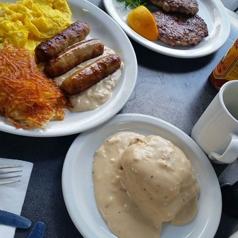Ed's Place - Country Breakfast with side of bacon and sausage patties. - New American Near Me - Glendora, California Ed's Place - Country Breakfast with side of bacon and sausage patties. - New American Near Me - Glendora, California
