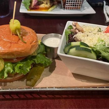Hops Burger Bar - The Hops Classic Burger Simple Salad - Burgers Near Me - Greensboro, North Carolina Hops Burger Bar - The Hops Classic Burger Simple Salad - Burgers Near Me - Greensboro, North Carolina
