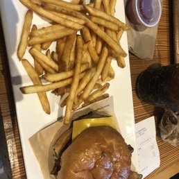 a plate of fries and a burger a plate of fries and a burger