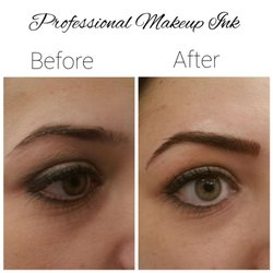 Permanent makeup hair stroke reshape restored before and after