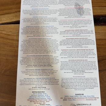 Unionville Vineyards - Menu July 2026 - Wineries Near Me - Ringoes, New Jersey