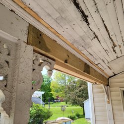Southerntier Locating And Handyman Services - This 200 year old proch header was completely rotted away. I'm happy with how the repairs matched up to the original.