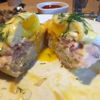 Lola - First cut into eggs benedict nom nom nom!! - Greek Near Me - Seattle, Washington