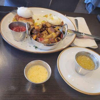 Twisted Fork Brunch Company - The Eggs Benedict with roasted potatoes. - Breakfast & Brunch Near Me - Bellmore, New York