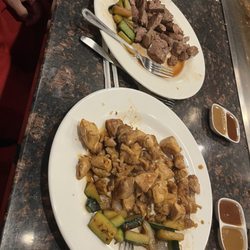 Tepanyaki - NY strip, chicken. The sides were delicious, as you might be able to tell from our lack of rice.