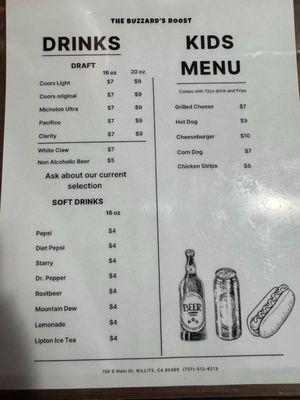 Menu photo 2 The Buzzard's Roost Willits, CA