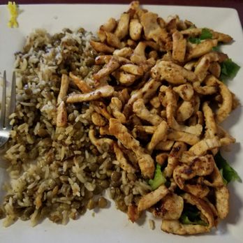 Monroe Falafel - Mujadara with chicken shawarma - Mediterranean Near Me - Monroe, Connecticut Monroe Falafel - Mujadara with chicken shawarma - Mediterranean Near Me - Monroe, Connecticut