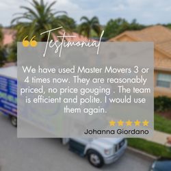 Master Movers - Another happy client! We're so grateful for loyal customers who trust us time and time again.