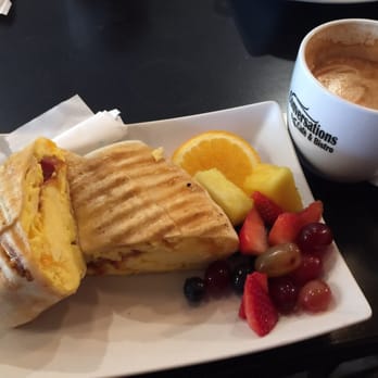 Conversations - a plate of food and a cup of coffee - Breakfast & Brunch Near Me - Beamsville, Ontario