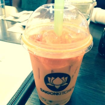 Saigon Kitchen - Thai Ice Tea with Tapioca plums added - Vietnamese Near Me - Ithaca, New York