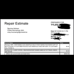 Car Worx and Trucks - Repair bill