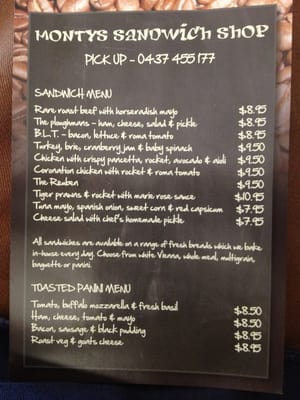 Menu photo 2 Montys Sandwich Shop Sydney, NSW Menu photo 2 Montys Sandwich Shop Sydney, NSW