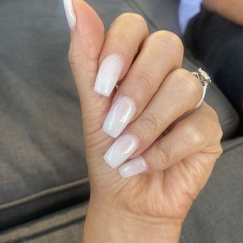 I Love Nails - White powder ombré acrylic nails - Nail Salons Near Me - Corona, California