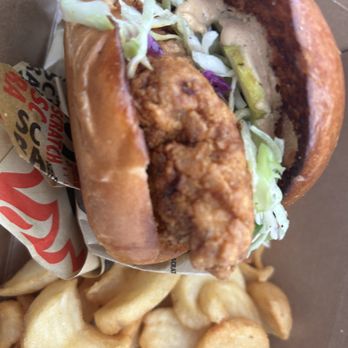 Scratch Cookery - #1, Nashville chicken sandwich with fries - Food Trucks Near Me - San Jose, California Scratch Cookery - #1, Nashville chicken sandwich with fries - Food Trucks Near Me - San Jose, California