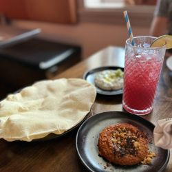 Honey Road - Red Pepper Walnut Muhammara, Dill Pickle Tzatziki, Homemade Pita