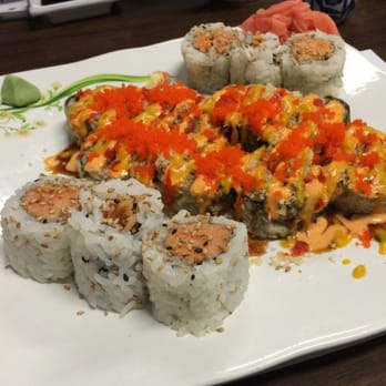 Soon's Sushi Cafe - Middle roll is Eel with ginger dressing and spicy mayo on top. Side rolls are spiced tuna! - Japanese Near Me - Kenosha, Wisconsin Soon's Sushi Cafe - Middle roll is Eel with ginger dressing and spicy mayo on top. Side rolls are spiced tuna! - Japanese Near Me - Kenosha, Wisconsin