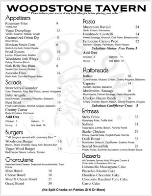 Menu photo 2 Woodstone Tavern Holyoke, MA Menu photo 2 Woodstone Tavern Holyoke, MA