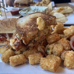 Pulled pork and meatball sandwich