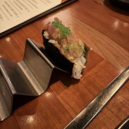 One of three hamachi tacos One of three hamachi tacos
