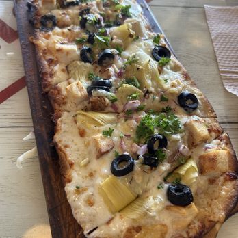 Sourdough - Artichoke Chicken Flat Bread ($15) - delicious - Salad Near Me - Rancho Cucamonga, California Sourdough - Artichoke Chicken Flat Bread ($15) - delicious - Salad Near Me - Rancho Cucamonga, California