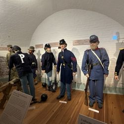 Fort Macon Historic Site - Exhibit showcasing military uniforms throughout time