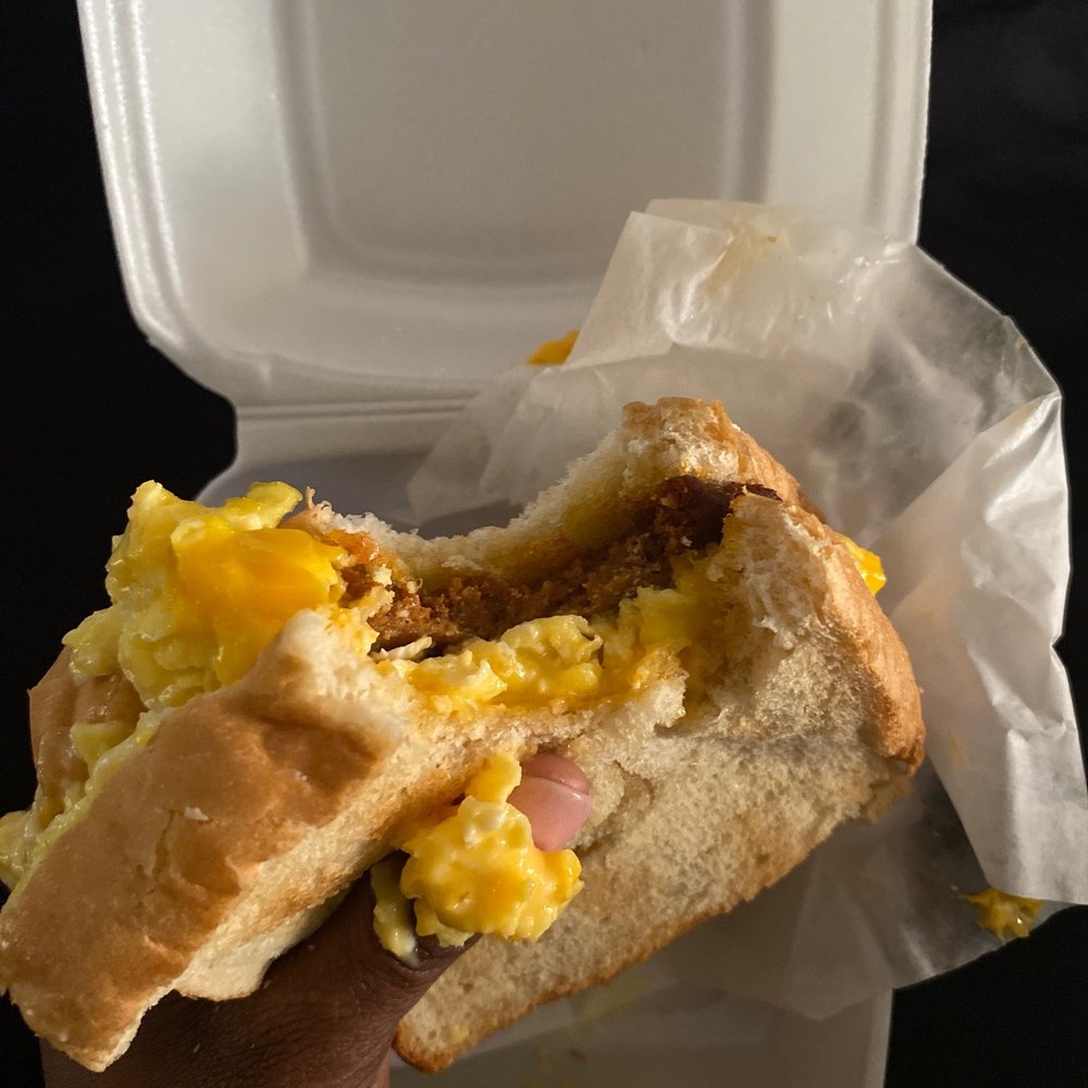 Mr B's Bakery - a half eaten sandwich in a styrofoam container - Donuts Near Me - New Orleans, Louisiana