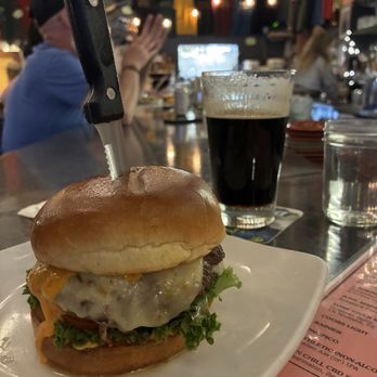 Next Door Gastropub - Spicy Deluxe burger with the Porter. - Gastropubs Near Me - Port Angeles, Washington Next Door Gastropub - Spicy Deluxe burger with the Porter. - Gastropubs Near Me - Port Angeles, Washington