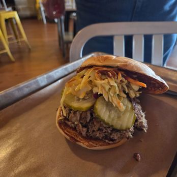 SLAB BBQ & Beer - Original PIG with extra pickles - Barbeque Near Me - Austin, Texas SLAB BBQ & Beer - Original PIG with extra pickles - Barbeque Near Me - Austin, Texas