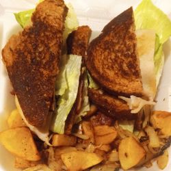 Star Cafe - All Star Club Sandwich & sliced potatoes with sauteed onions side