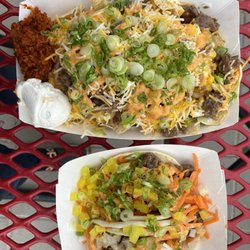 Nachos on top and tacos on bottom