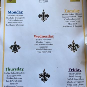 Creole Lunch House - The menu as of June 2017 - Cajun/Creole Near Me - Lafayette, Louisiana