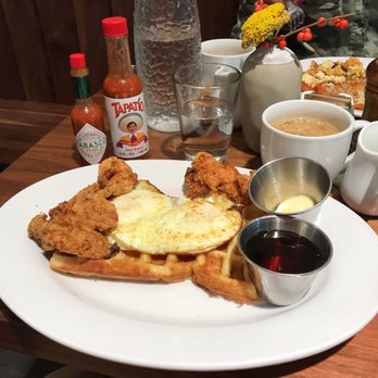 Sibling by Pushkin's - Chicken and waffle with eggs. Mmmmmmm! - New American Near Me - Sacramento, California Sibling by Pushkin's - Chicken and waffle with eggs. Mmmmmmm! - New American Near Me - Sacramento, California