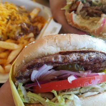 Louis Burgers - Today's lunch,  avocado burger and shared chili cheese fries - Burgers Near Me - Compton, California
