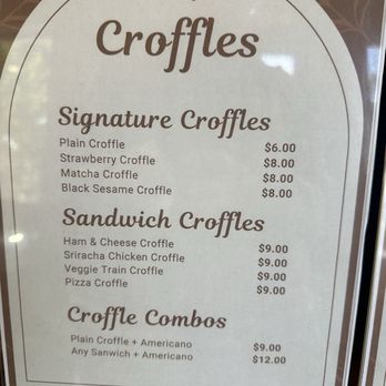 The Mugs - Croffles menu (Oct 2025) - Coffee & Tea Near Me - Irvine, California