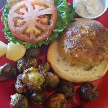 Crab Corner - Crab cake sandwich with brussel sprouts - very good - Seafood Near Me - Las Vegas, Nevada