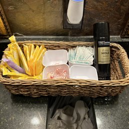 Well stocked ladies room Well stocked ladies room