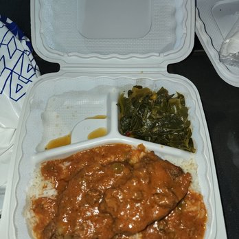 Gumbo King - Meatloaf over rice, and Turkey Greens. I went to sleep like a Baby after having this later on in the night. - Comfort Food Near Me - Sacramento, California