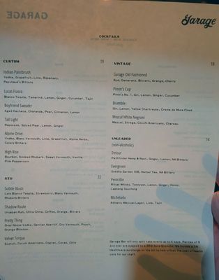 Menu photo 5 Garage Austin, TX